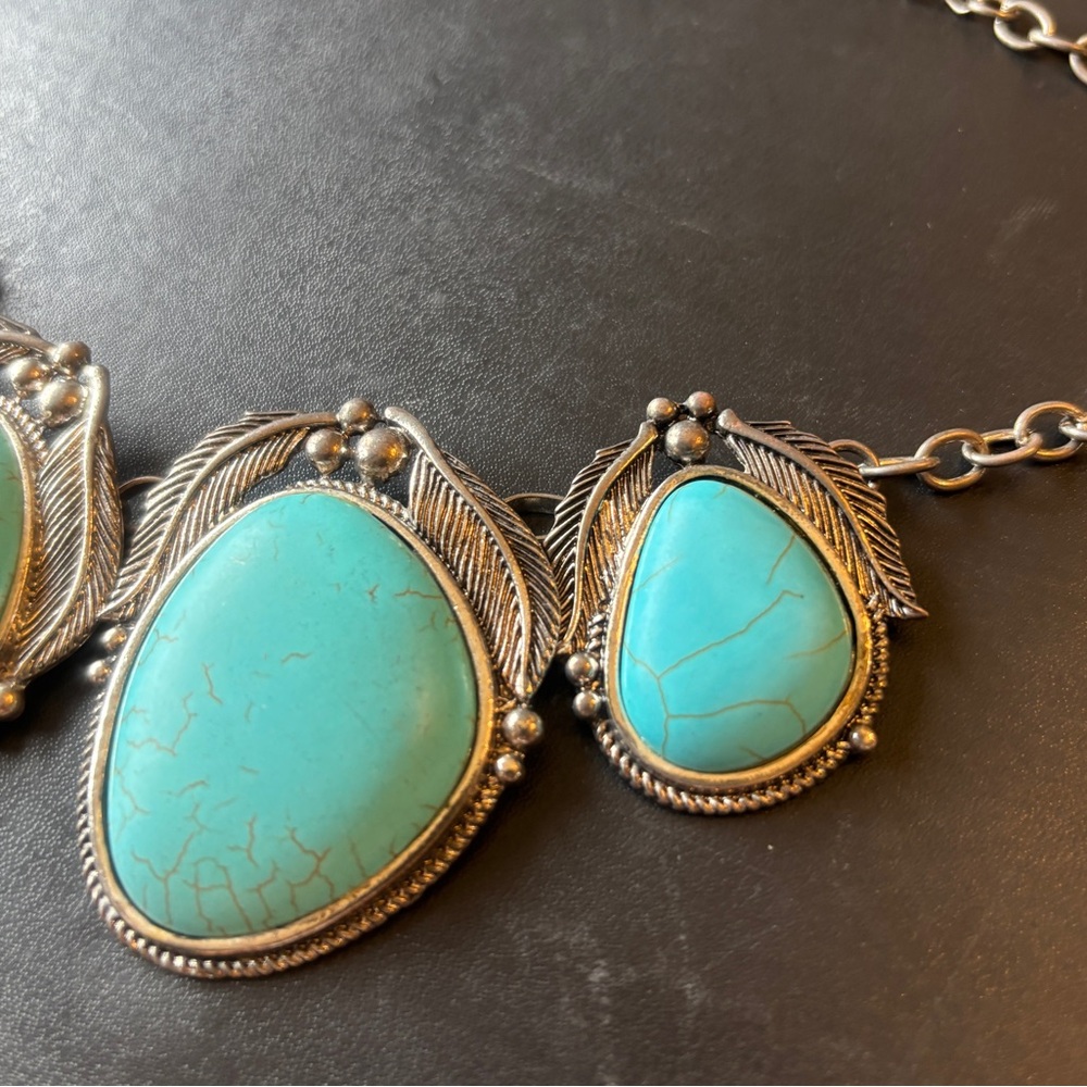 Turquoise Silver Pendant Necklace - Picture 6 of 8